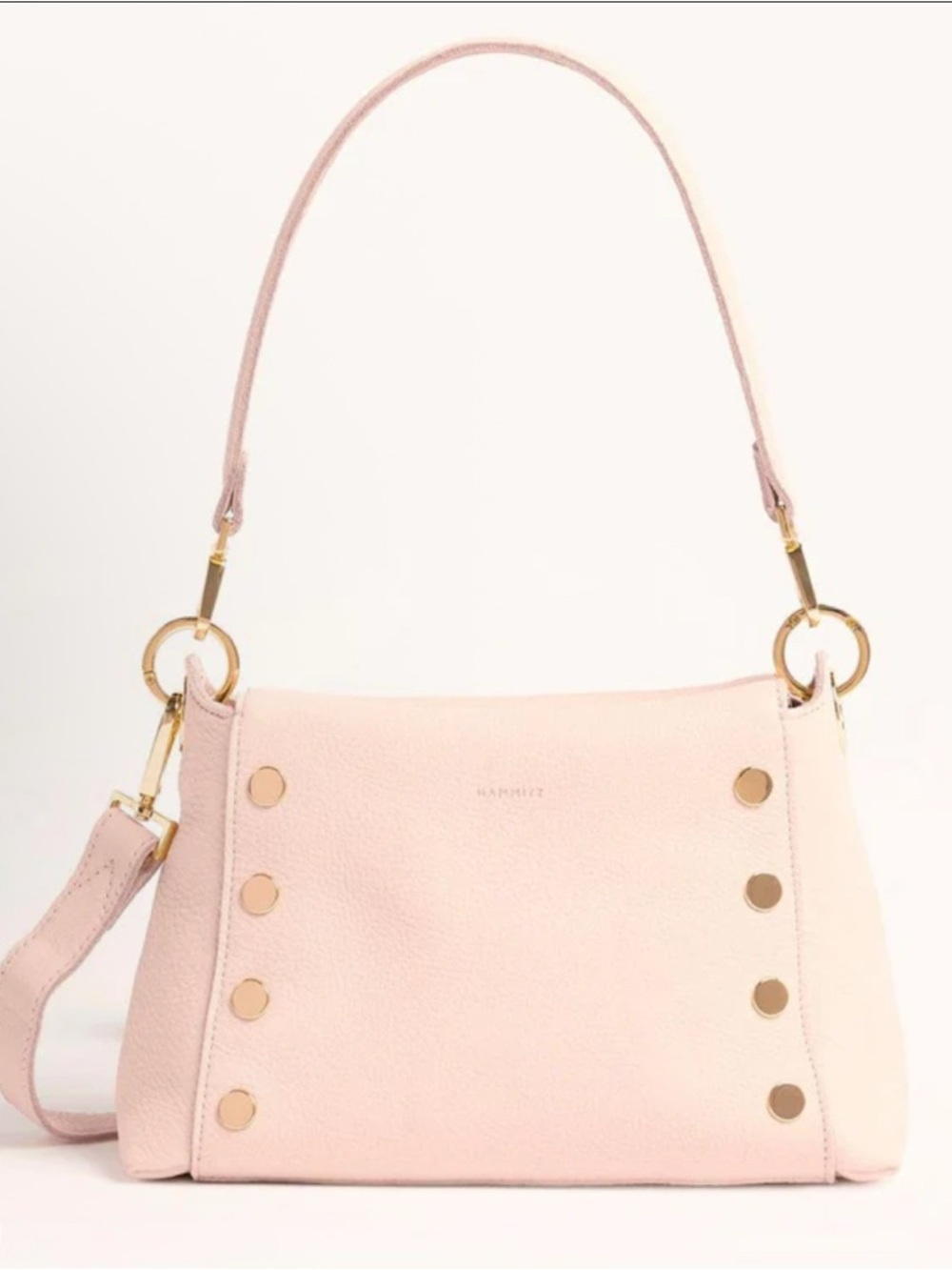 Hammitt Bryant Medium Gold Studded Pink Champagne Leather Satchel Bag New